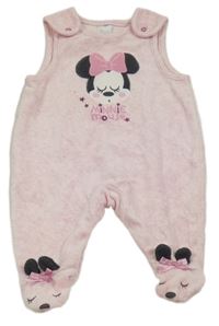 Světlerůžové melírované sametové dupačky s Minnie Disney