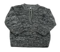 Čierno-sivý melírovaný sveter