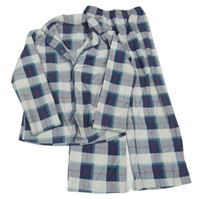 Tmavomodro-bílé kostkované pyžamo Peacocks