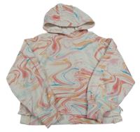 Bílo-růžovo-modrá vzorovaná mikina s kapucí George