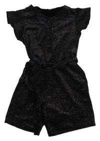 Černý třpytivý sametový slavnostní overal s páskem John Lewis