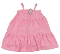 Nové - Neónově ružové froté šaty s ananásmi Pep&Co