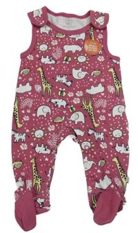 Tmavorůžové dupačky s nosorožci Liegelind