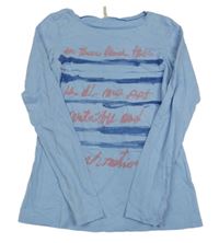 Svetlomodré tričko s nápisom Benetton