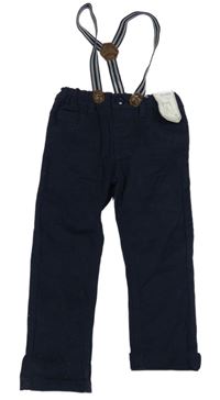 Nové - Tmavomodré rifle s odepínacími kšandami St. Bernard