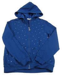 Tmavomodrá propínací mikina s kamínky a kapucí Original Marines