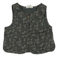 Tmavošedo-ružová kvetovaná menšestrová vesta H&M