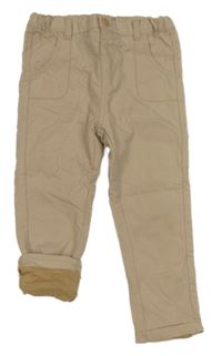 Béžové plátenné podšité nohavice Kiabi