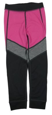 Tmavošedo-neónově ružové spodné nohavice