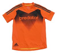 Neonově oranžovo-černé sportovní funkční tričko Adidas