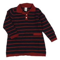 Tmavomodro-rubínové pruhované pletené šaty s golierikom H&M