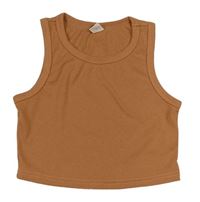 Světleskořicový rebrovaný crop top Shein