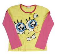 Žluto-růžové triko s Spongebobem Nickelodeon