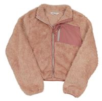 Světlerůžová kožešinová propínací crop mikina H&M
