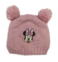 Růžová pletená čepice s Minnie vel. 3-6 let 