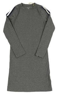 Šedé žebrované dlouhé šaty Manor