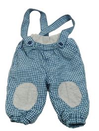 Světlemodro-tmavomodré kostkované oteplovačky s odepínacími kšandami Ergee