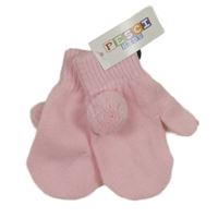 Nové - Světlerůžové pletené palcové rukavice s brmbolcom