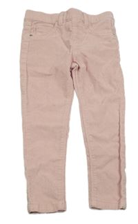 Svetloružové trblietavé elastické manšestráky Denim