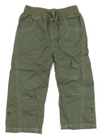 Khaki plátenné rolovacieé nohavice Tu