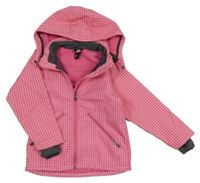 Ružovo-svetloružová kockovaná softshellová bunda s kapucňou H&M