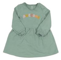 Světlezelené teplákové šaty s nápisem F&F