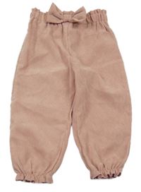 Růžové manžestráky s mašlou Shein