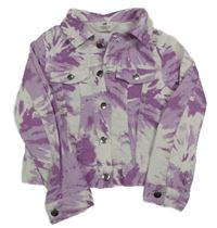 Bielo-ružová batikovaná rifľová bunda H&M