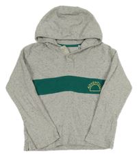 Šedo-zelené vzorované triko s nápisem a kapucí John Lewis