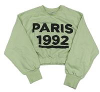 Svetlozelená crop mikina s nápisom Zara