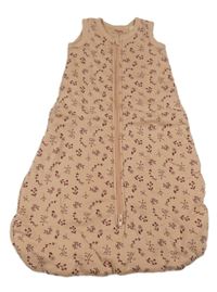 Starorůžový bavlněný zateplený spací pytel s kytičkami Lupilu