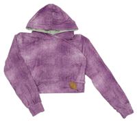 Fialová batikovaná crop mikina s kapucňou
