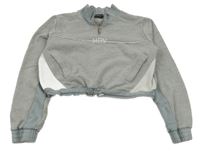 Sivo-biela crop mikina s nápisom Mariere de Vohr