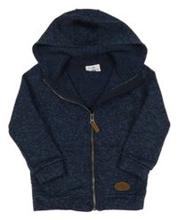 Tmavomodrá melírovaná pletená propínací mikina s kapucí Toplino