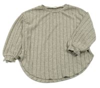 Béžovo-sivý melírovaný rebrovaný oversize sveter Shein