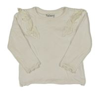 Biele rebrované tričko s volánikmi Nutmeg