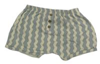 Modrošedo-béžové vzorované bavlněné kraťasy Next