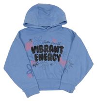 Modrá crop mikina s nápisem a kapucí Matalan