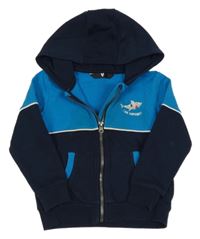 Tmavomodro-azurová prepínaci mikina so žralokom a kapucňou V by Very