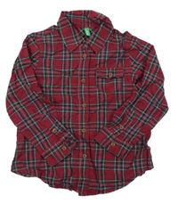 Červeno-barevná kostkovaná košile Benetton