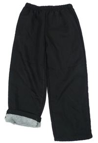 Černé šusťákové zateplené kalhoty 