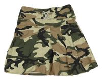 Kaki-béžovo-sivá army plátenná sukňa so sponou