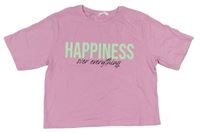 Ružové crop tričko s nápismi Candy Couture