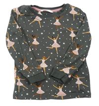 Tmavosivé pyžamové tričko s baletkami a hviezdičkami M&S