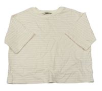 Smetanovo-svetloružové pruhované crop tričko George