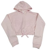 Svetloružová oversize crop mikina s 3D logom a kapucňou Pineapple