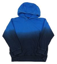 Modro-tmavomodrá ombré oversize mikina s kapucí Next