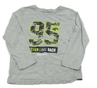 Šedé melírované triko s číslem a nápisy Kiki&Koko