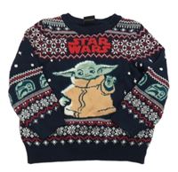 Tmavomodrý vzorovaný sveter s Yodou - Star Wars a vzorom Next