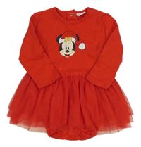 Červené body s Minnie s vánočním motívom a tylovou sukní Disney